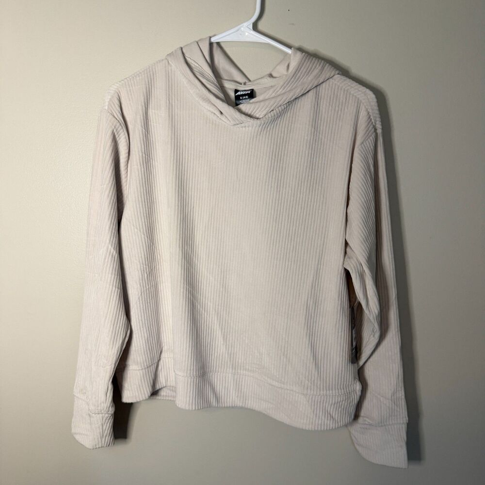 Avia womens ribbed cream beige size S NWT hoodie velour sweatshirt tags
